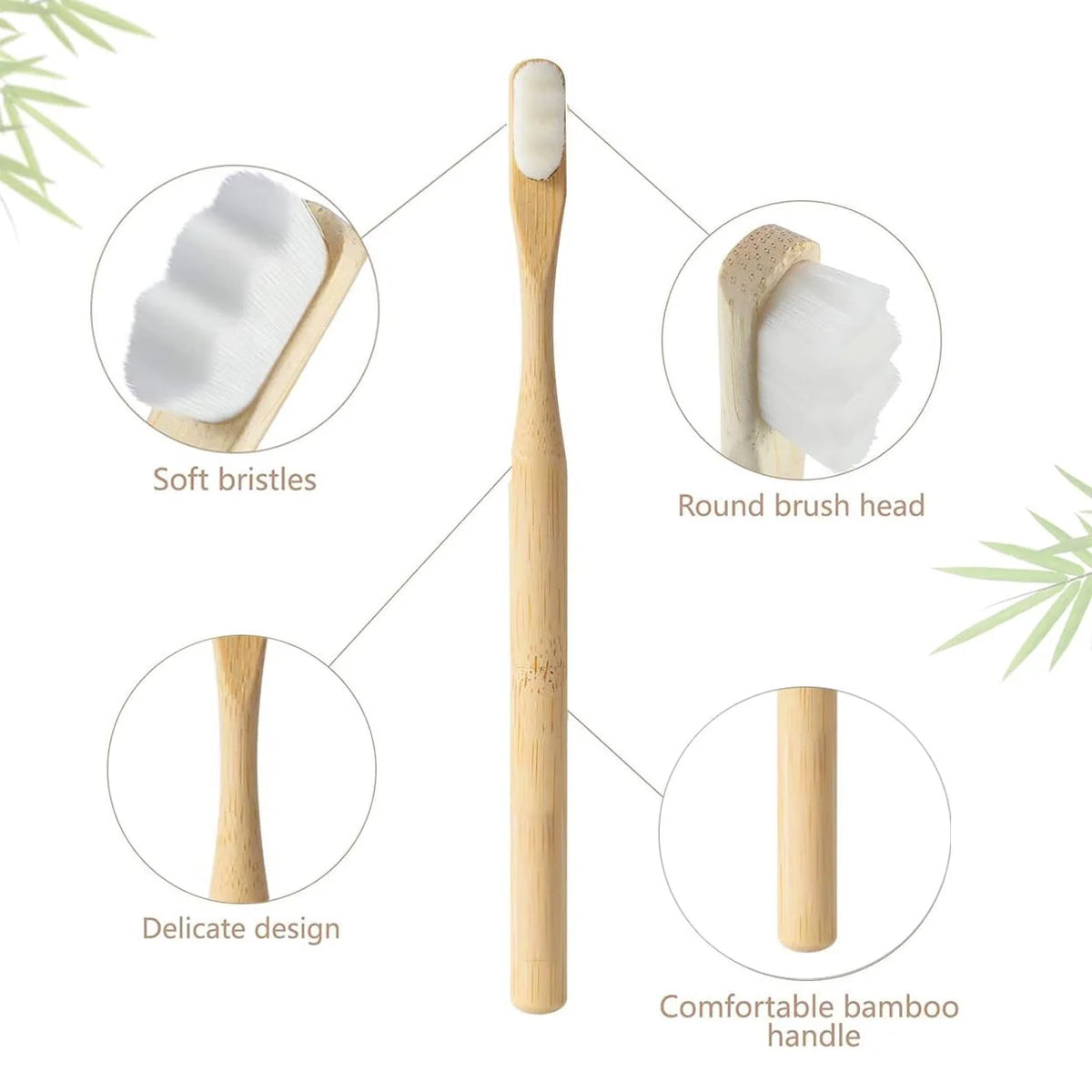 4-Pack Biodegradable Bamboo Toothbrush | 20,000 Soft Bristles Bamboo Toothbrush Set QXL