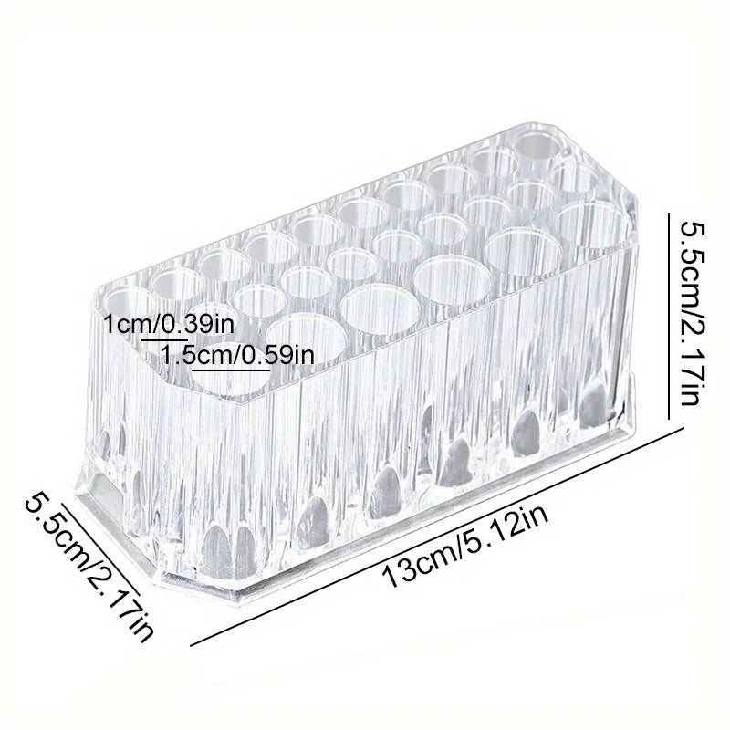26-Hole Acrylic Nail Art Brush & Makeup Pen Holder Stand Brush & Pen Organizer QXL