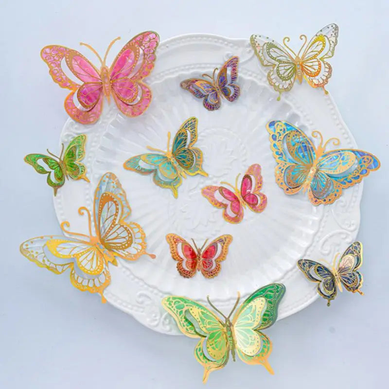 12-Pack Waterproof Butterfly Stickers | Self-Adhesive Decor Decorative Stickers QXL