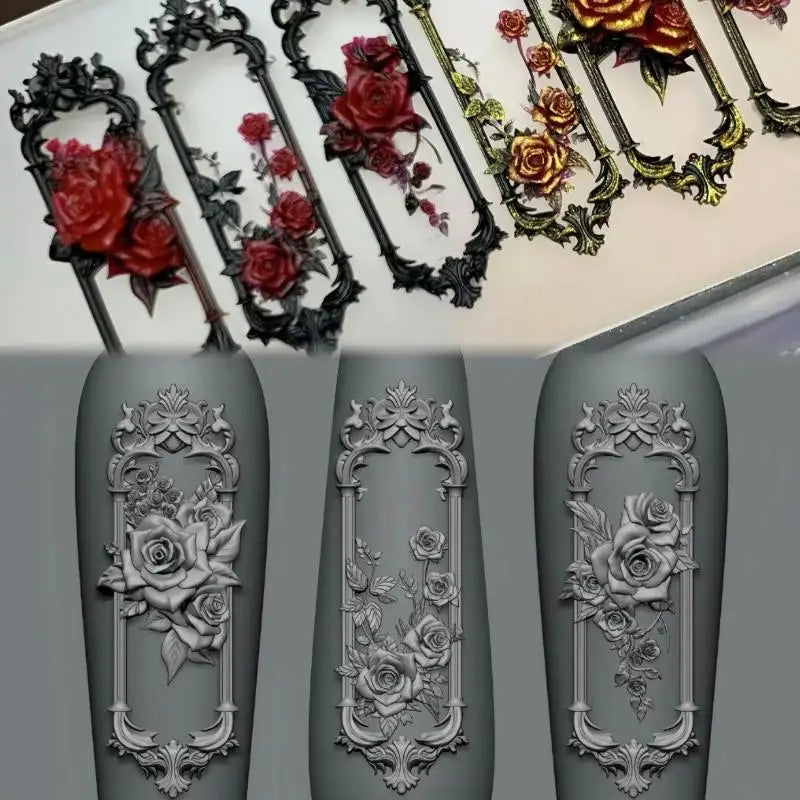 3D Rose Window Frame Silicone Nail Art Mold | DIY Carving Silicone Nail Mold QXL Default Title