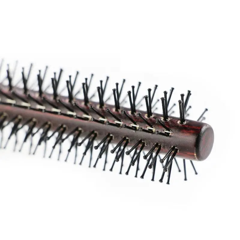 Mini Round Nylon Hair Brush | Wooden Handle Roller Comb Round Hair Brush QXL