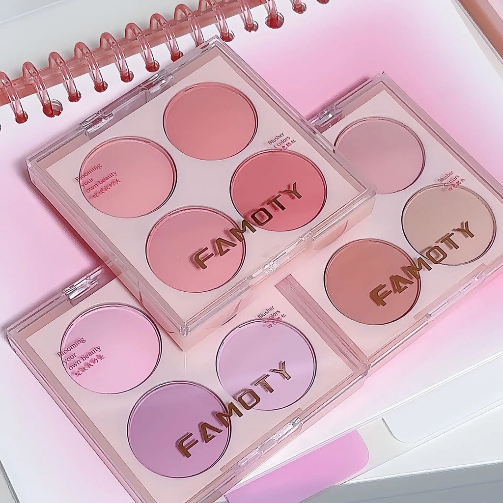 4-Color Matte Blush Powder Palette | Warm Cheek Tones Blush Powder Palette QXL