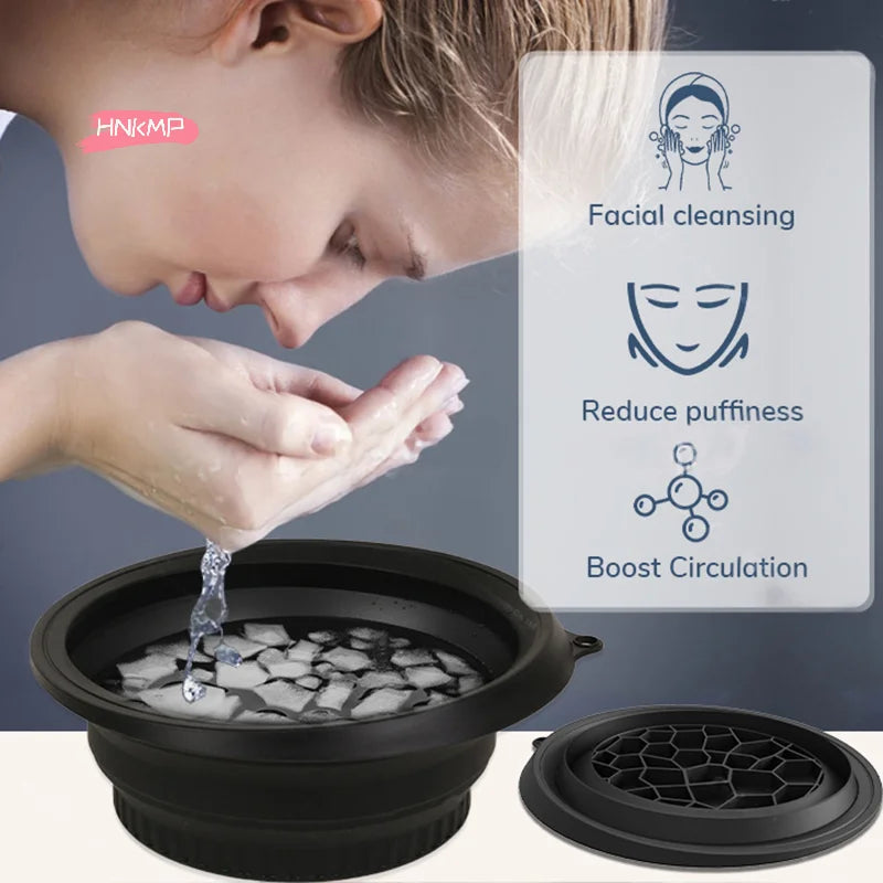 Foldable Silicone Ice Basin with Ice Tray | Facial Ice Bowl Facial Ice Basin QXL