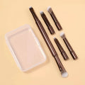 6-Piece Travel Makeup Brush Set with Case | Foundation & Eye Makeup Brush Set QXL 6 Brown Sticks