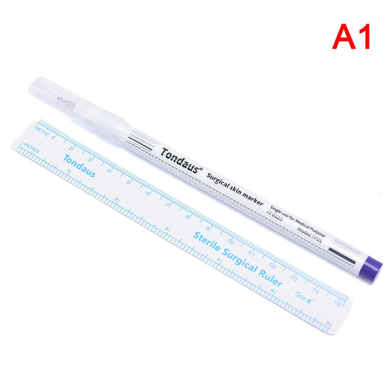 Dual-Head Tattoo Skin Marker Pen with Ruler | Sterilized Tattoo Marker Pen QXL A1