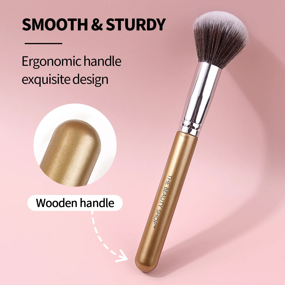 KOSSHOW Dome Powder Makeup Brush | Gold Wood Handle Powder Makeup Brush QXL