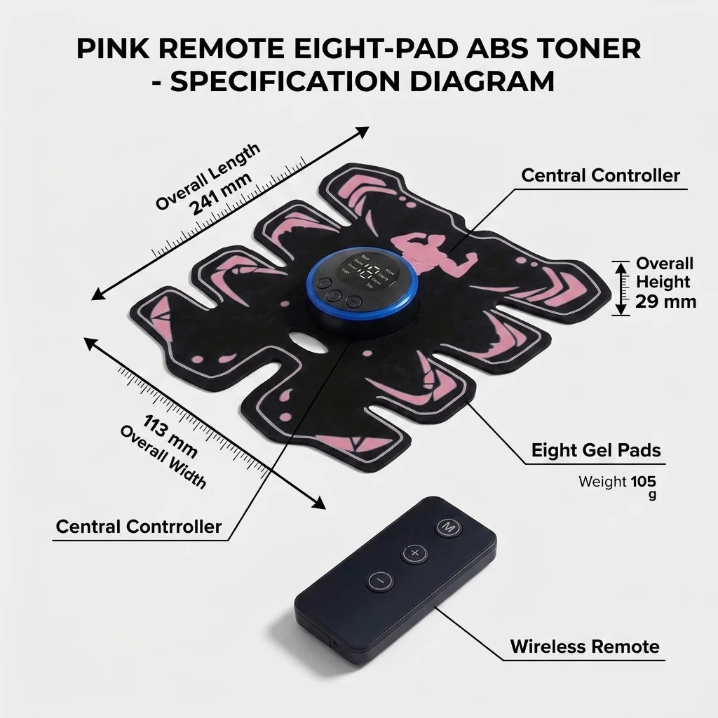 EMS Abdominal Muscle Trainer 8-Pad Stimulator & Remote EMS Muscle Trainer QXL