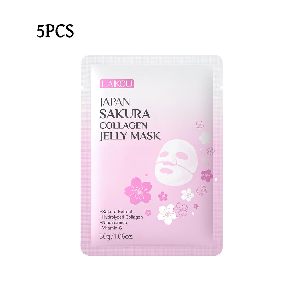 LAIKOU Sakura Collagen Jelly Mask 30g – Hydrating Gel Face Mask Collagen Gel Face Mask QXL 5PCS