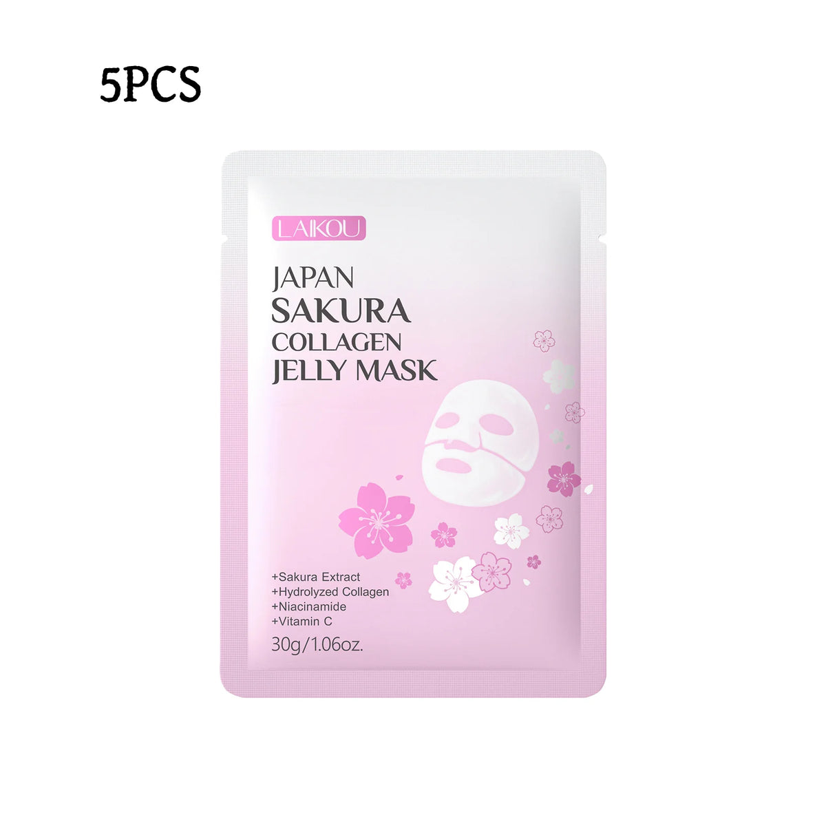LAIKOU Sakura Collagen Jelly Mask 30g – Hydrating Gel Face Mask Collagen Gel Face Mask QXL 5PCS