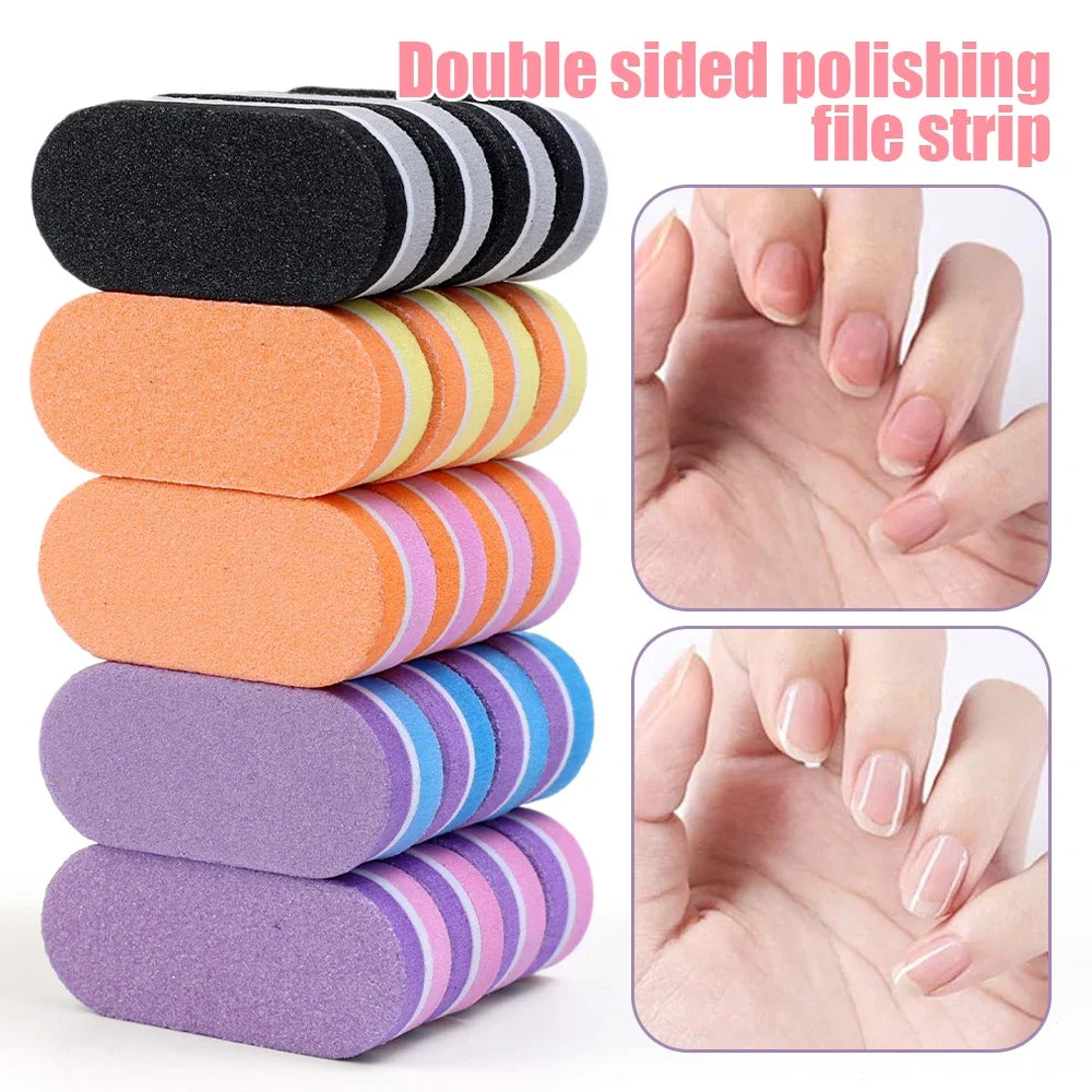 Double-Sided Sponge Nail Buffer Files 100/180 Grit | 20–100 Pack Sponge Nail Buffer QXL