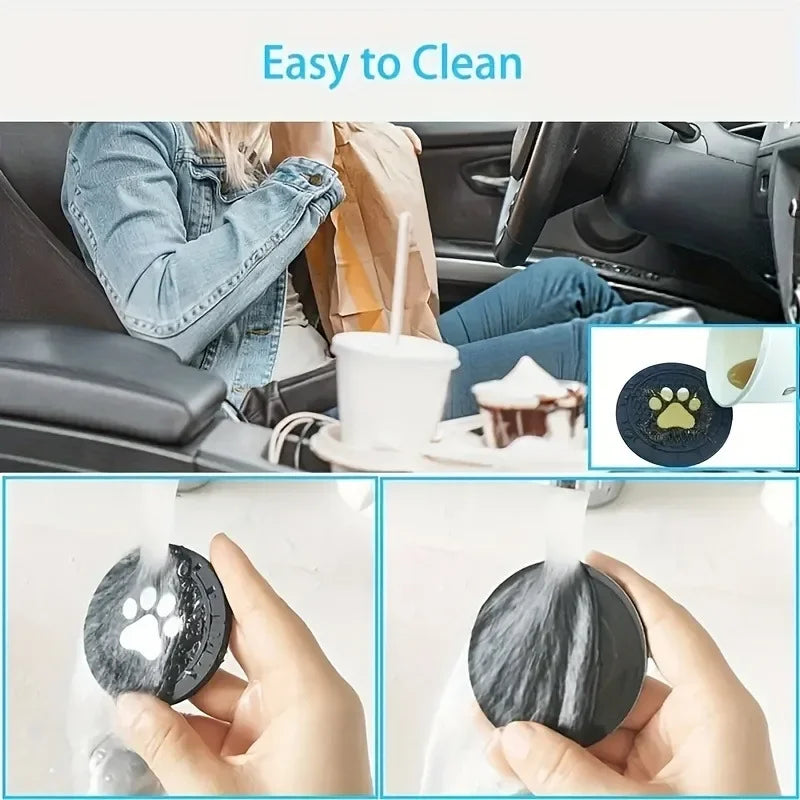 2-Pack Paw Print Silicone Car Cup Holder Coasters | Anti-Slip Car Cup Holder Coaster QXL