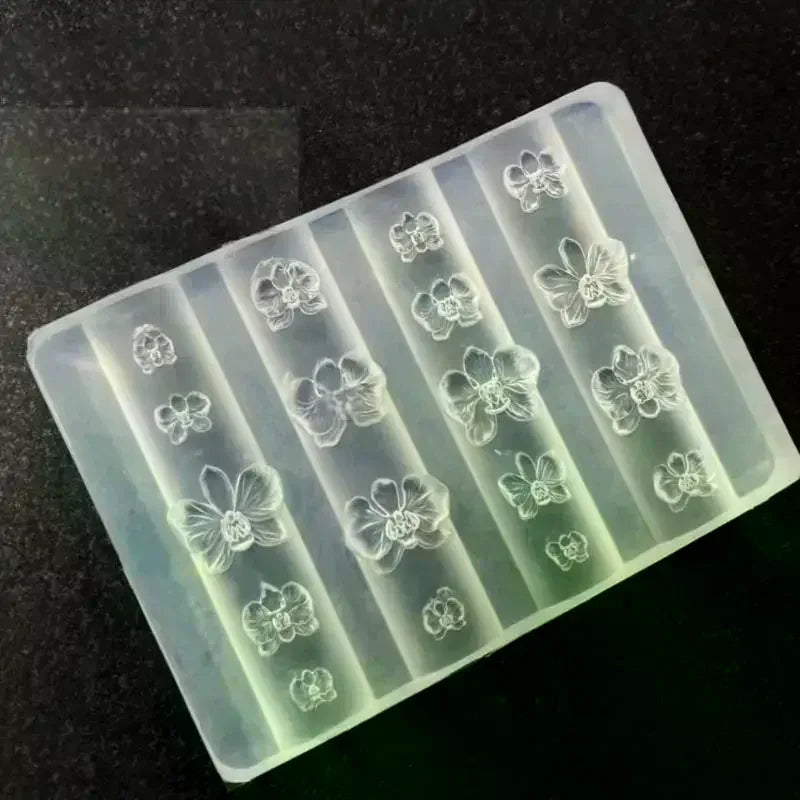 3D Orchid Silicone Nail Art Mold | DIY Floral Carving Template Silicone Nail Mold QXL