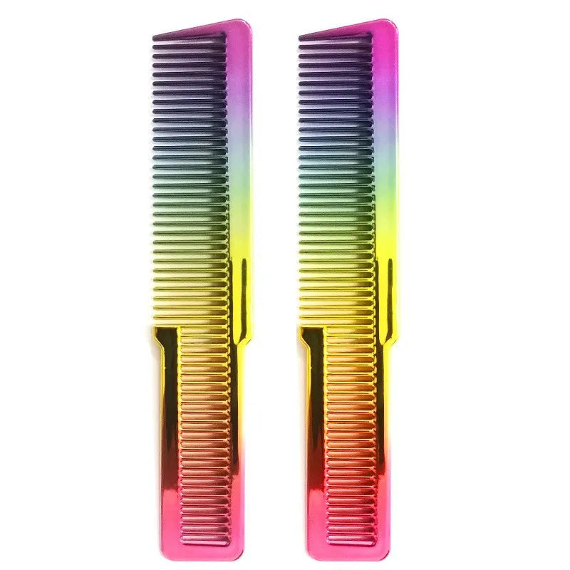 Electroplating Rainbow Barber Comb | Colorful Resin Salon Tool Barber Hair Comb QXL