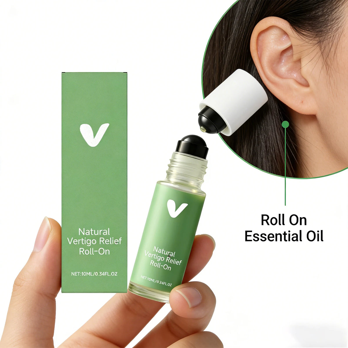 Cooling Roll-On Essential Oil | Temple Neck & Ear Massage Roll-On Massage Oil QXL