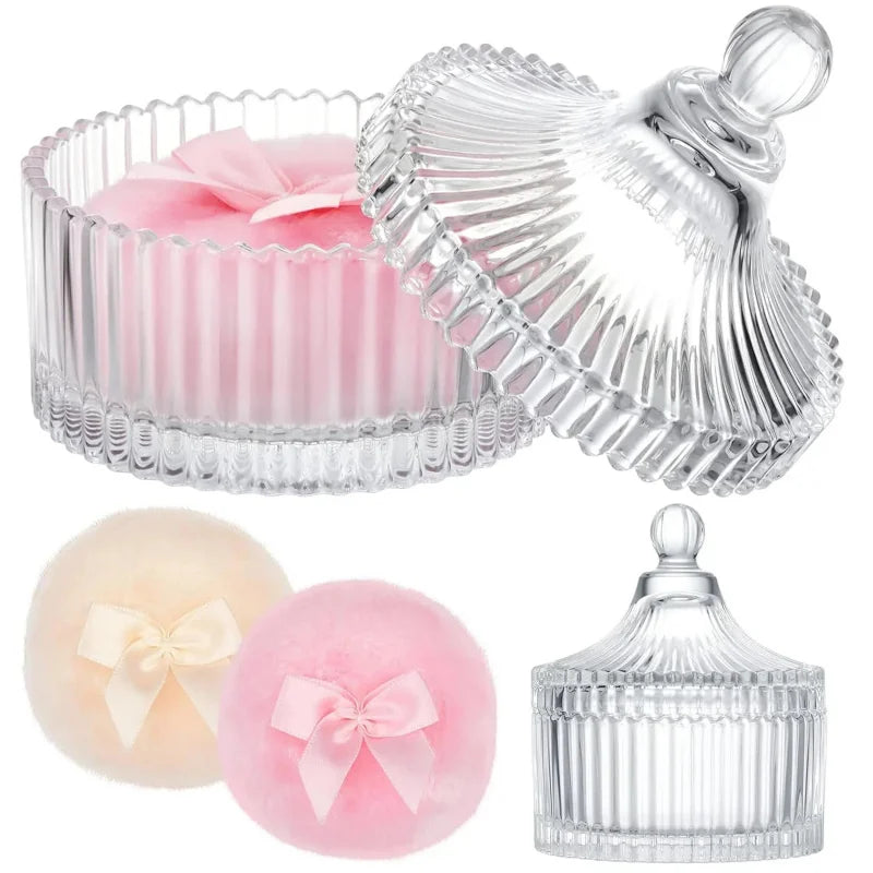 Large Body Powder Puff & Container Set | 3-Pack Velour Powder Puff Set QXL