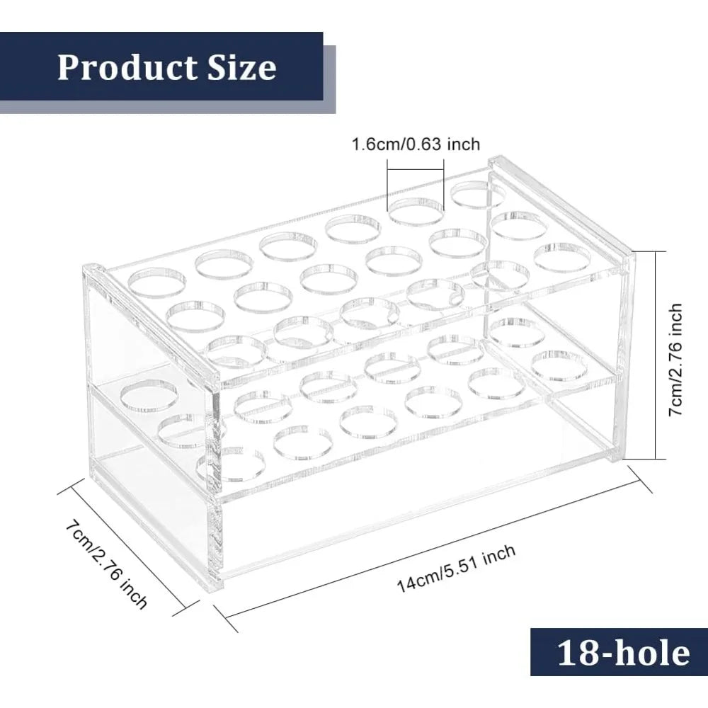 18-Socket Clear Acrylic Test Tube Rack | 3-Layer Lab Stand Lab Test Tube Rack QXL