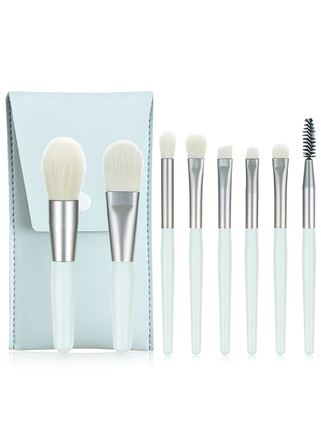Ronshadow 8-Pc Makeup Brush Set with Button Storage Bag Makeup Brush Set QXL Cyan