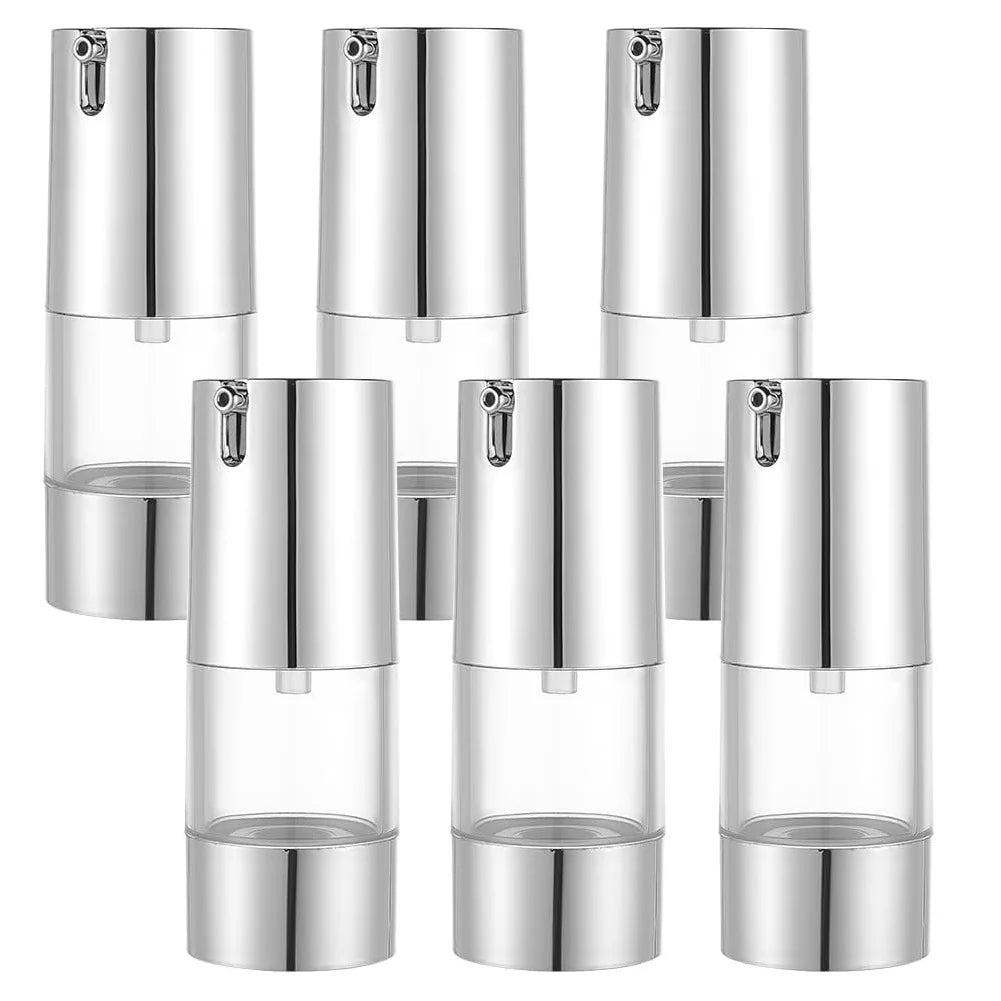 6-Pack 15ml Airless Pump Bottles | Refillable Vacuum Travel Set Airless Pump Bottle QXL