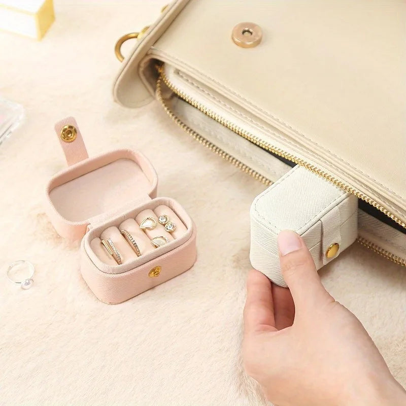 Mini Leather Jewelry Box | Portable Ring & Earring Organizer Jewelry Storage Box QXL
