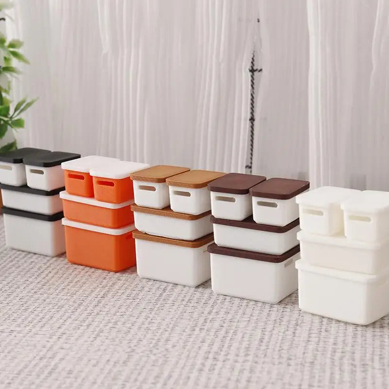 4-Pack 1/12 Dollhouse Miniature Food Storage Boxes with Lids Dollhouse Accessories QXL