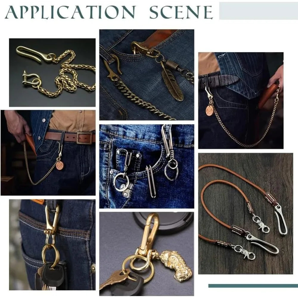Fish Hook Keychain Clip Set | Antique Bronze Belt & Pocket Ring Belt Clip Keychain QXL