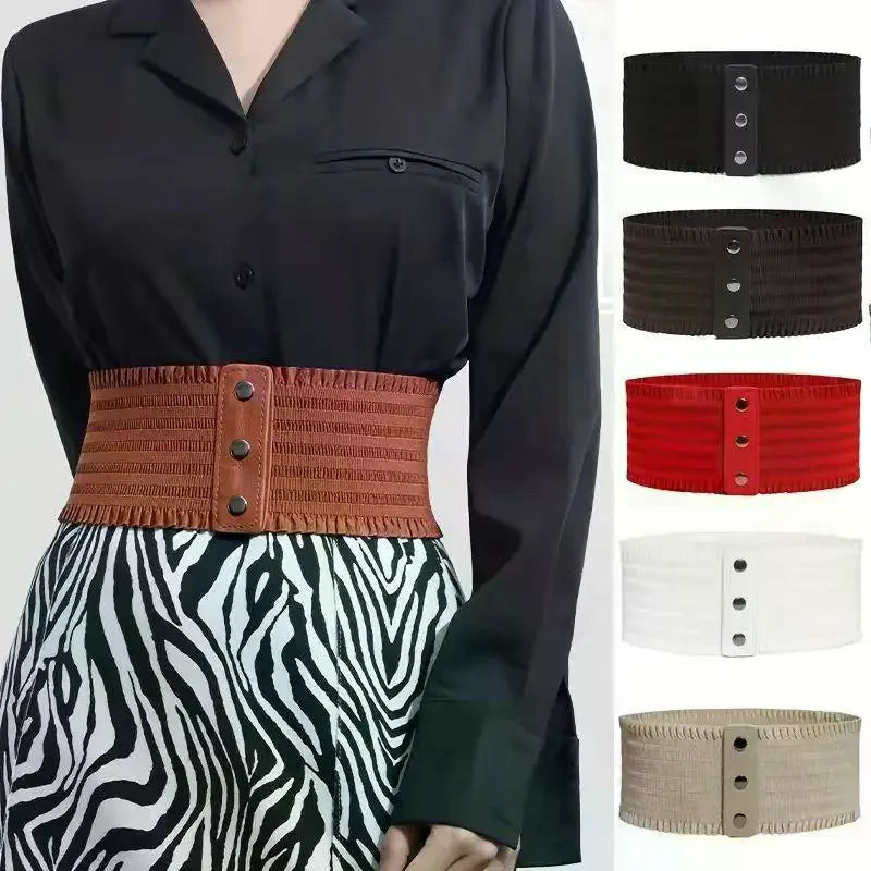 Women's Elastic Wide Waist Belt – Retro Versatile Style Women's Waist Belt QXL
