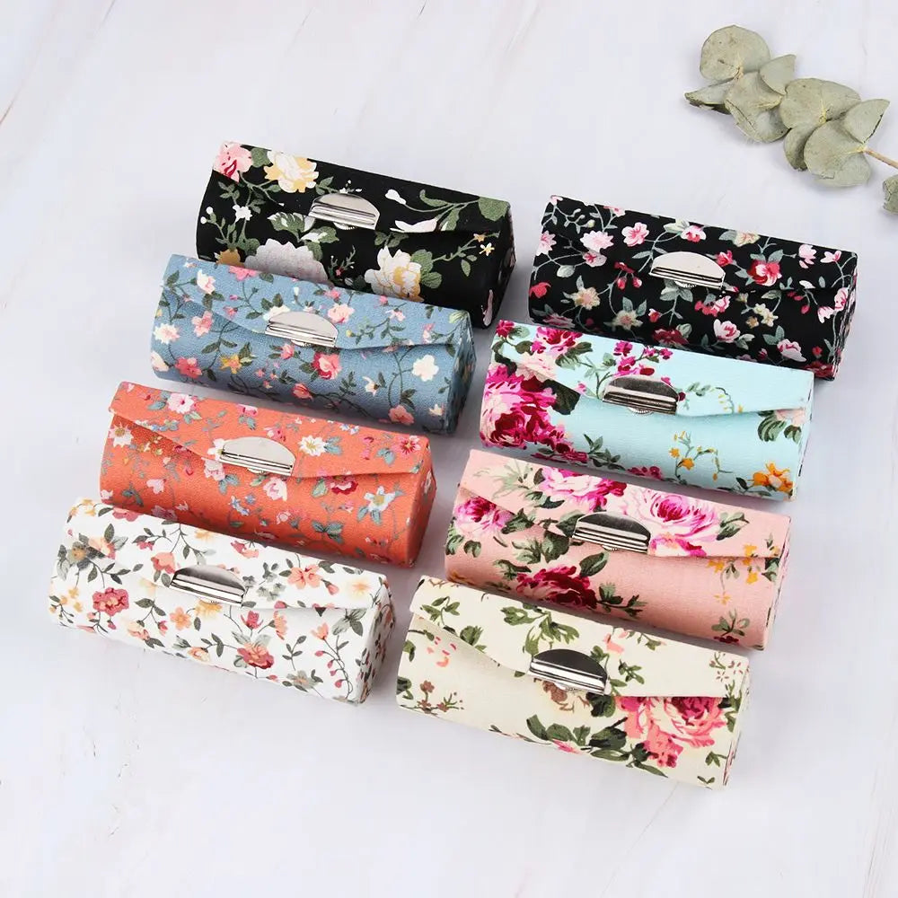 Retro Embroidered Flower Lipstick Case with Mirror Lipstick Case QXL
