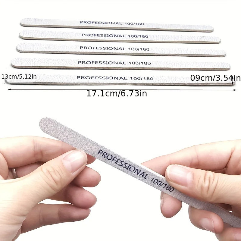 FUMOSIK Grey Nail Files Kit – 100/180/240 Grit Manicure Nail File Kit QXL