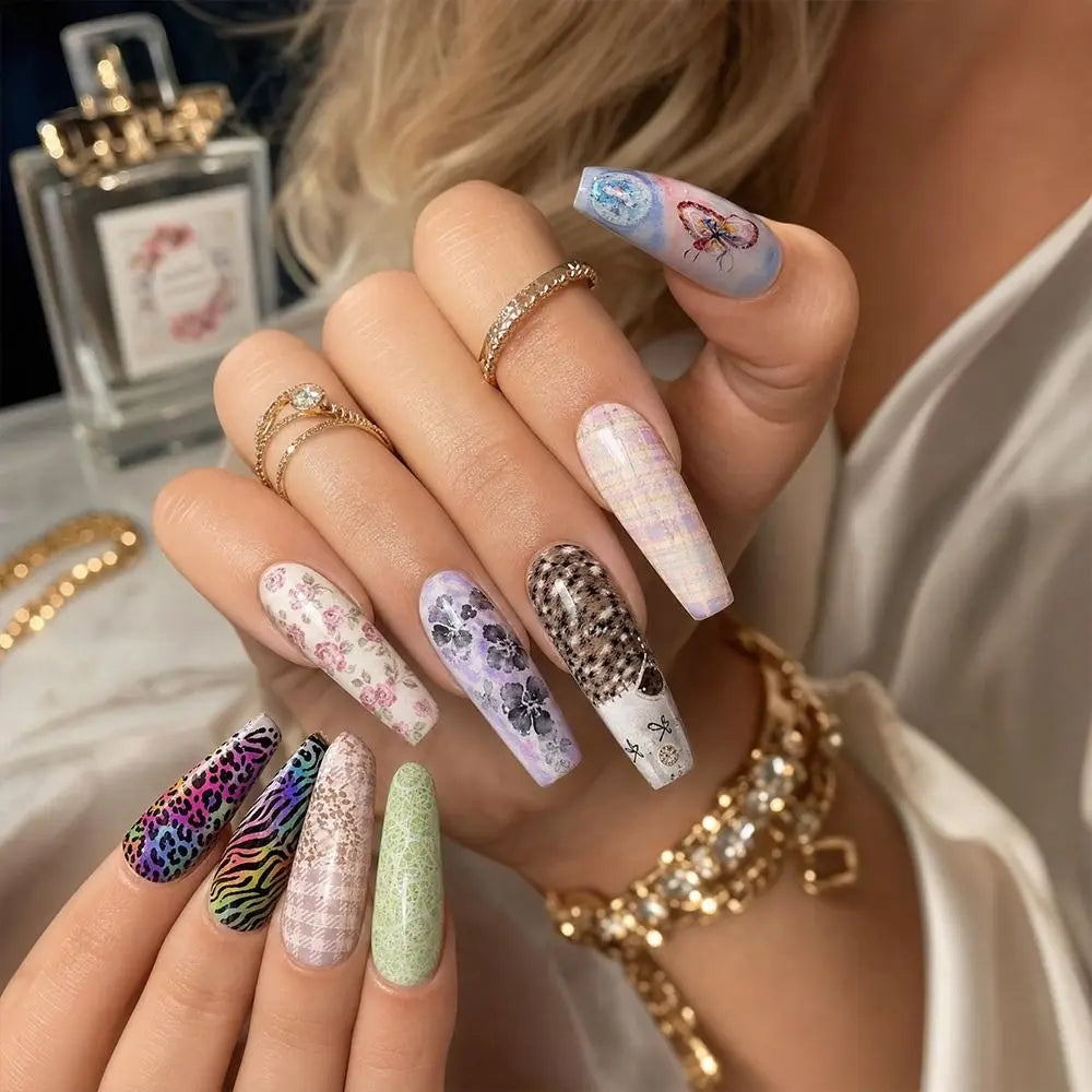Nail Foil Stickers – Flower, Leopard & Stripe Decals Nail Foil Stickers QXL