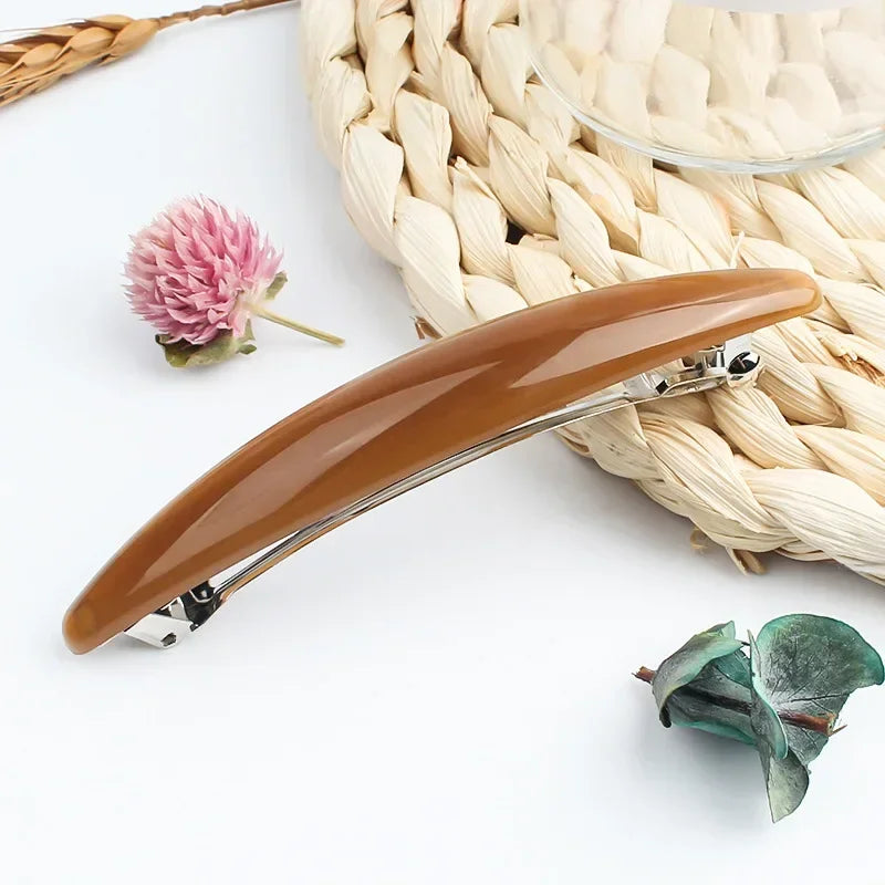 Glossy Ponytail Hair Clips for Girls | Multi-Color Barrettes Hair Clip Barrette QXL brown