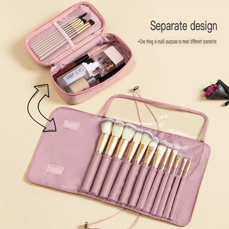 Large-Capacity Nylon Makeup Brush Bag & Detachable Storage Box Makeup Brush Bag QXL