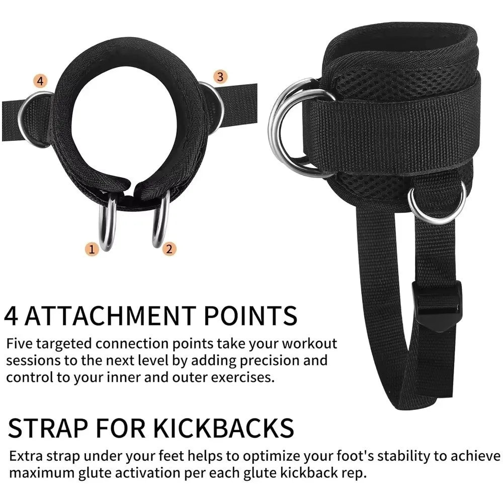Neoprene Padded Gym Ankle Strap | Double D-Ring Cable Cuff Gym Ankle Strap QXL