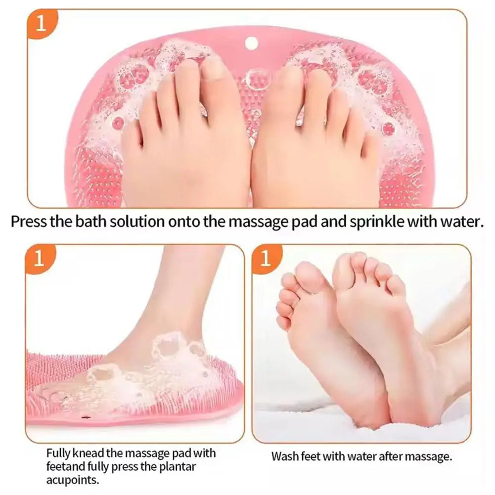 Silicone Foot Scrubber Mat with Suction Cups | Non-Slip Bath Pad Foot Scrubber Mat QXL