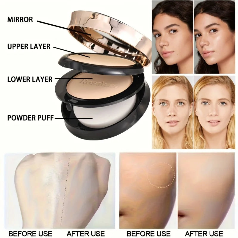 Rosawee 24H Full Coverage Matte Face Powder – All Skin Types Pressed Face Powder QXL
