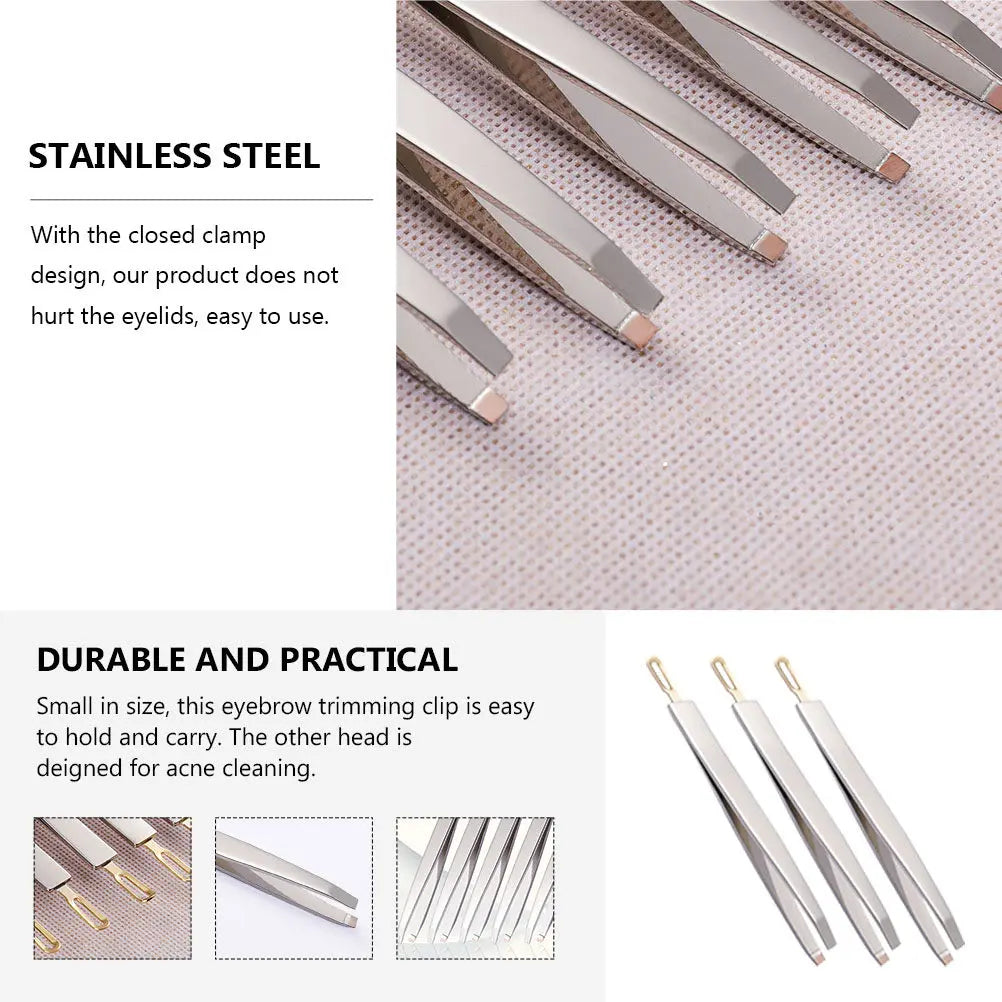 3-Pack Stainless Steel Tweezers – Brow, Lash & Eyelid Tool Set Precision Tweezers Set QXL