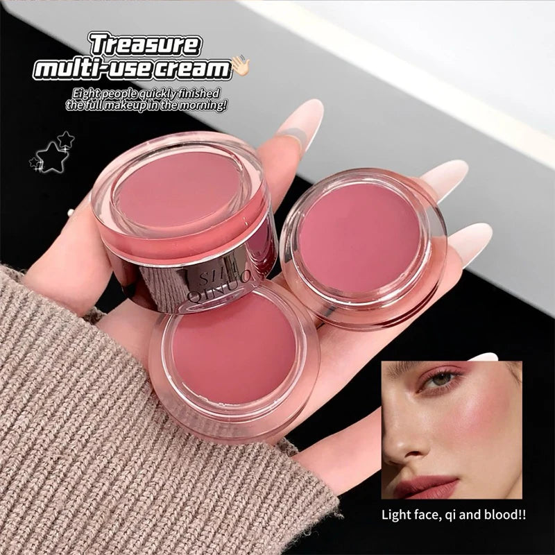 3-in-1 Cream Blush, Lip Gloss & Eye Makeup | Matte Finish Multi-Use Cream Blush QXL