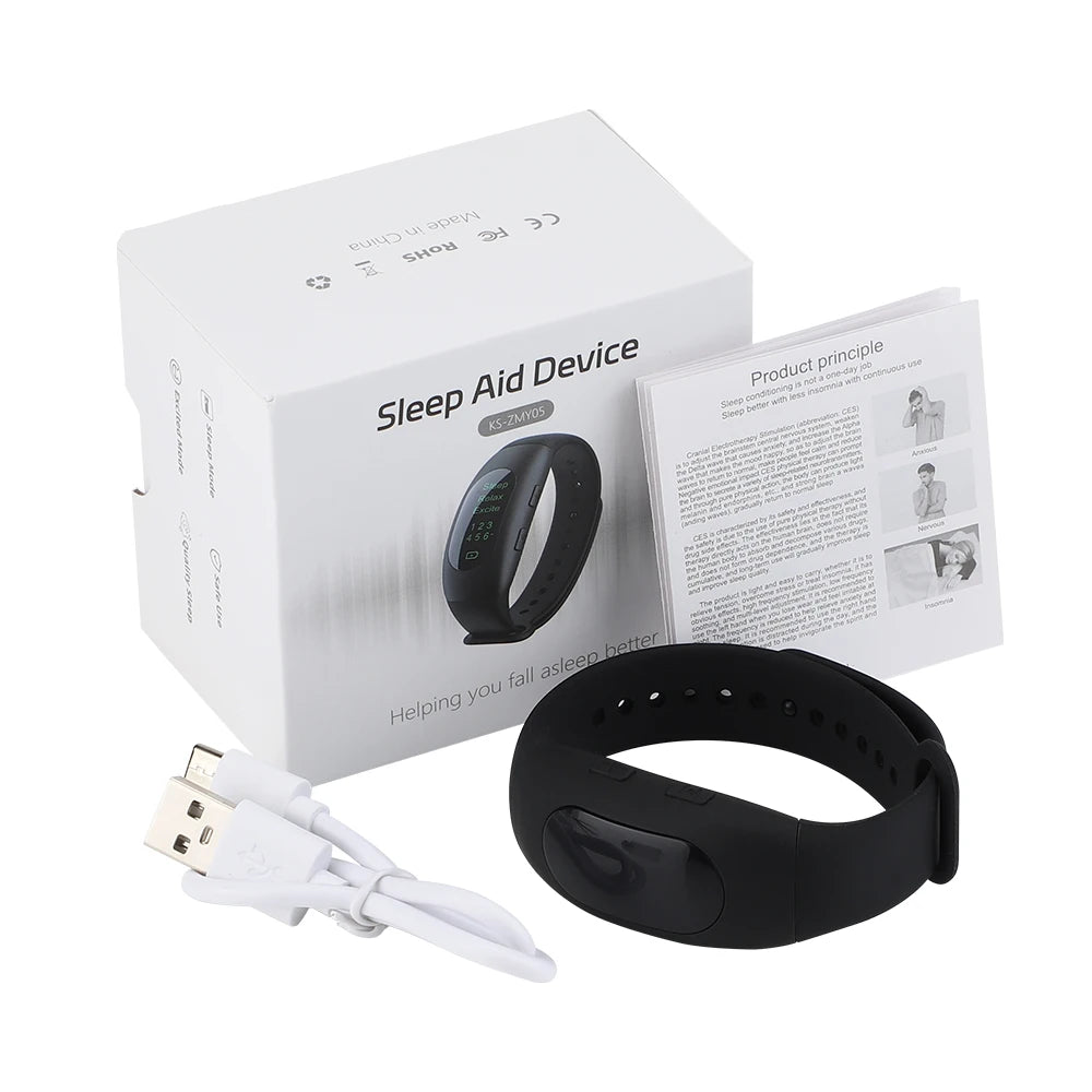 Micro-Current Pulse Sleep Aid Wristband | 3 Modes, 6 Levels Sleep Aid Wristband QXL black