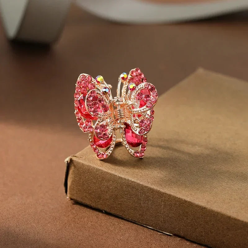 Rhinestone Crystal Hair Claw Clip – Bird Nest Bun Twist Hair Claw Clip QXL ZJ067 rose red