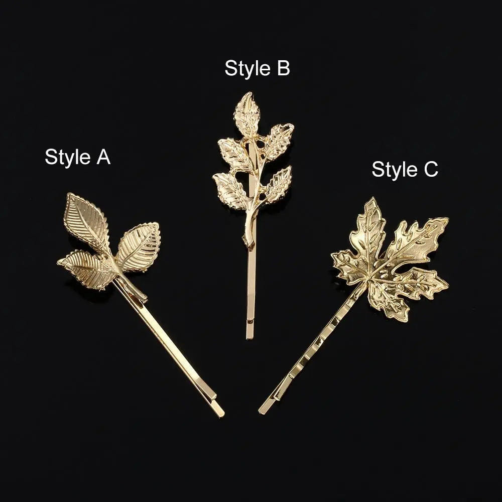 Metal Leaf Hair Clip Barrette | Elegant Bridal Bobby Pin Hair Clip Barrette QXL