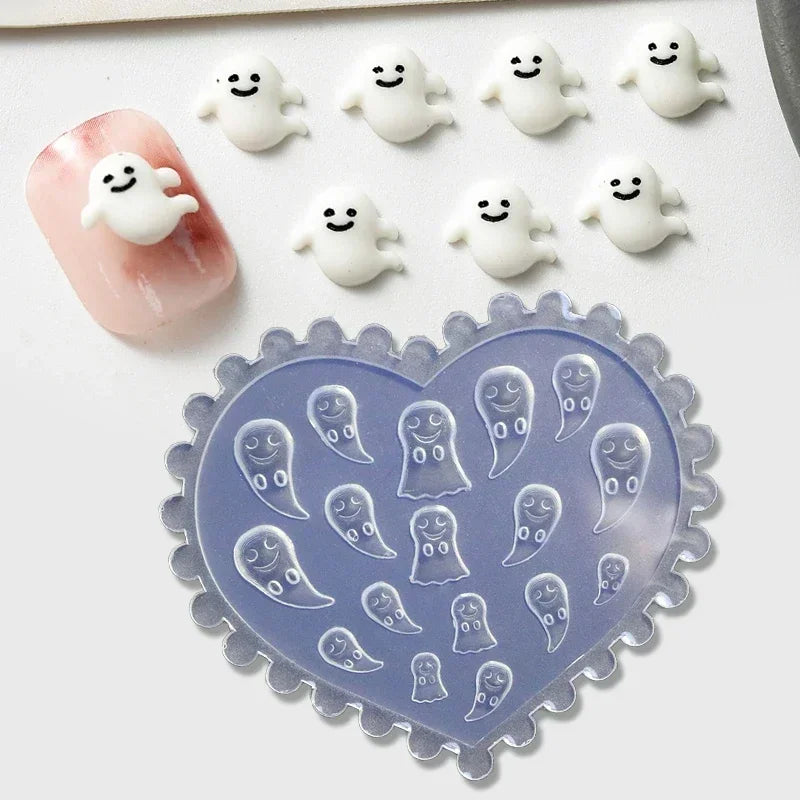 3D Ghost & Bat Silicone Nail Art Mold | UV Gel DIY Carving Nail Art Mold QXL