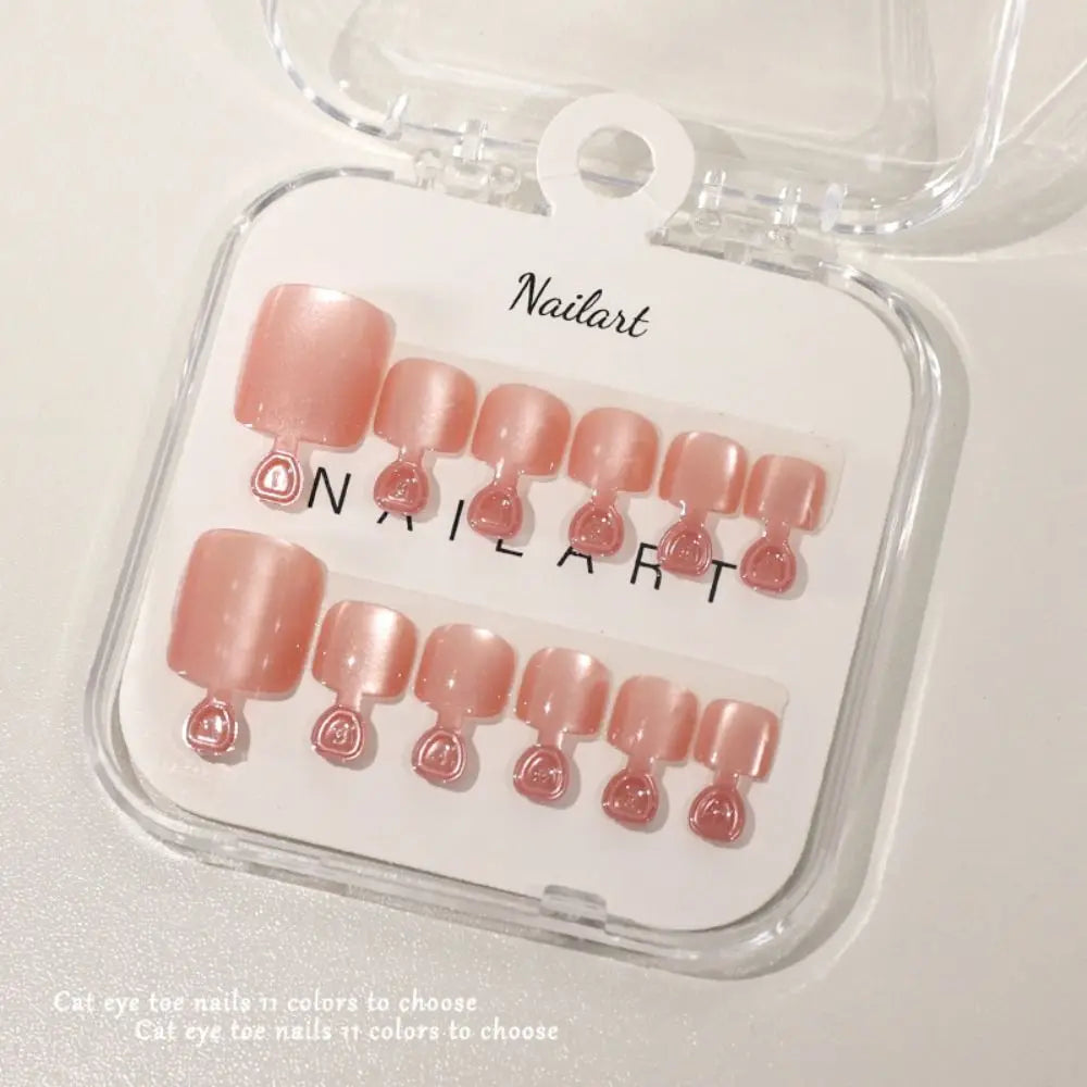Cat Eye Press-On Toenails | Shiny Y2K Fake Toe Nail Tips Press-On Toenails QXL