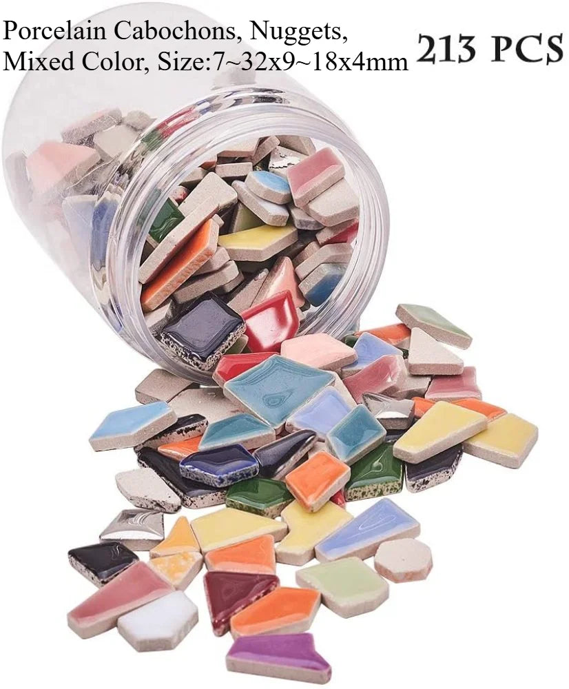 250g Ceramic Mosaic Tile Chips 210pcs | DIY Crafts & Decor Mosaic Tile Chips QXL AECH04-08205