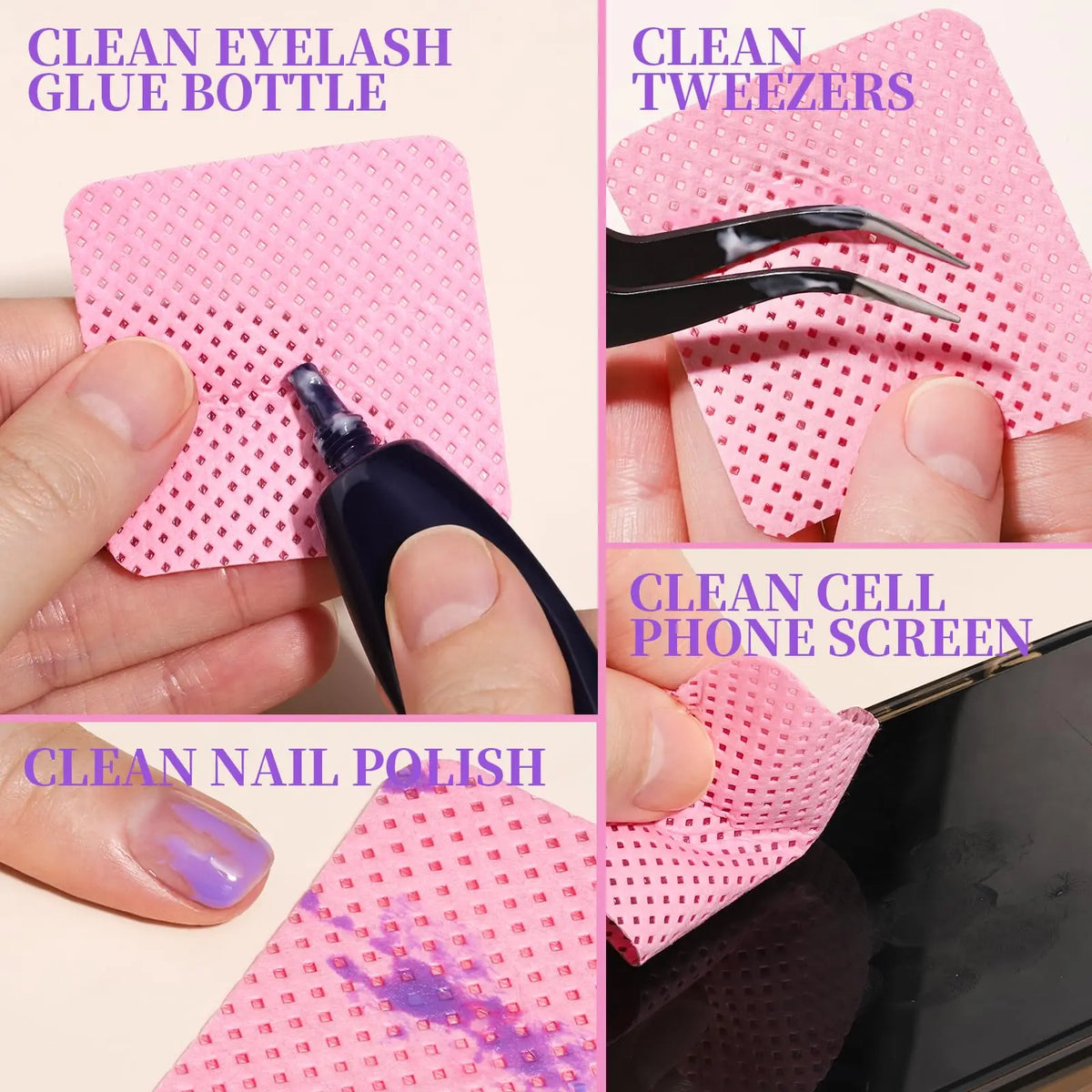 200-Pack Lint-Free Nail Wipes & Eyelash Glue Pads Lint-Free Nail Wipes QXL