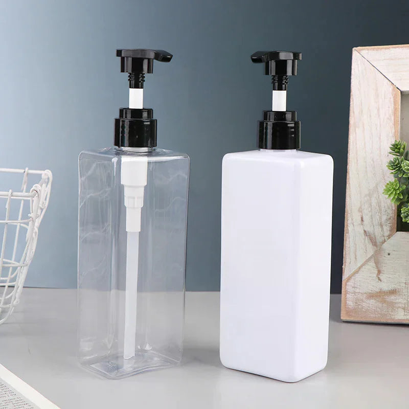 500ml Square PET Pump Bottle | Refillable Lotion Dispenser Pump Dispenser Bottle QXL