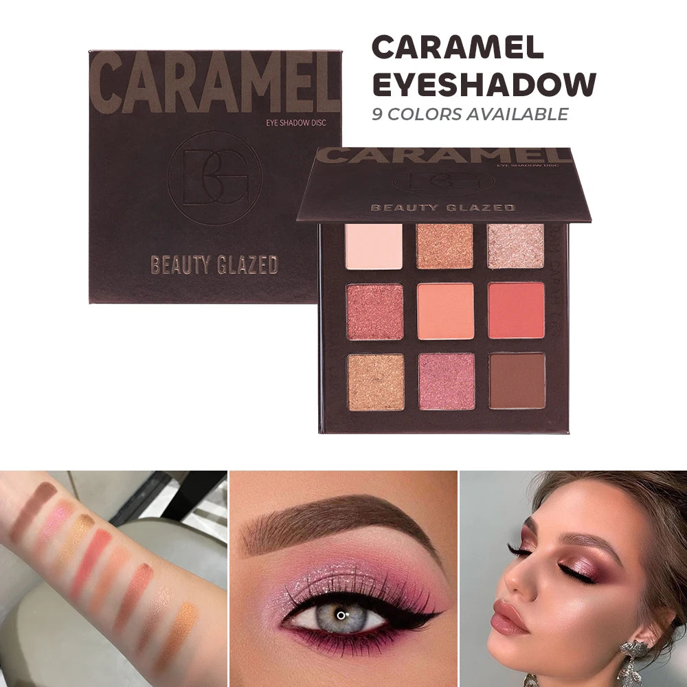 Beauty Glazed 9-Color Eyeshadow Palette – Matte & Shimmer Eyeshadow Palette QXL CARAMEL