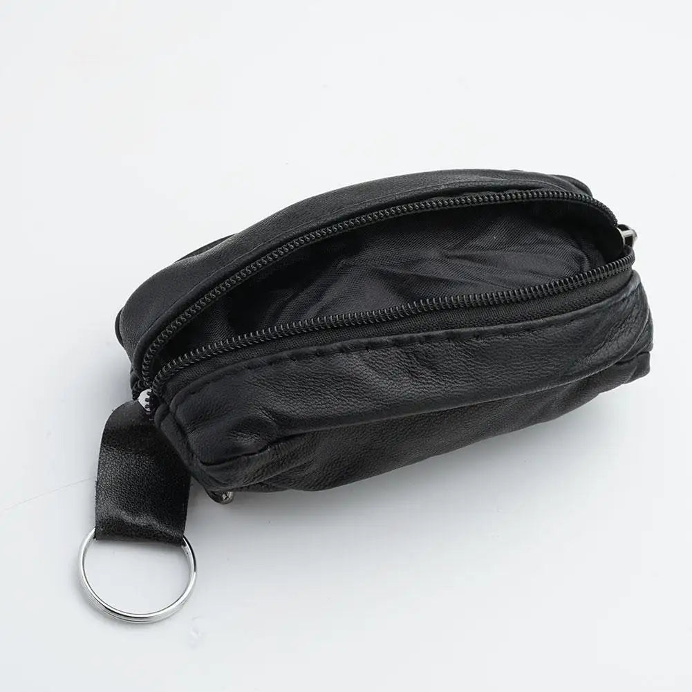 PU Leather Mini Zipper Key Case & Coin Purse – Black Coin Purse Key Case QXL
