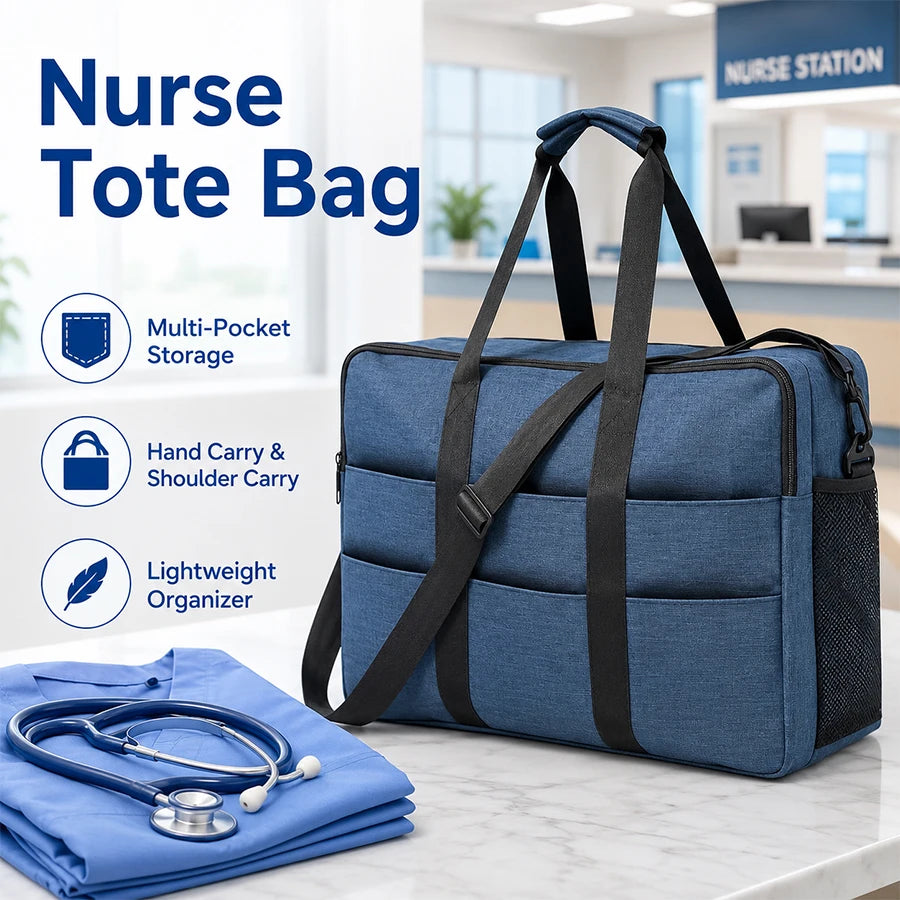 Waterproof Nurse Work Handbag | Multi-Compartment Tote Work Tote Bag QXL Blue