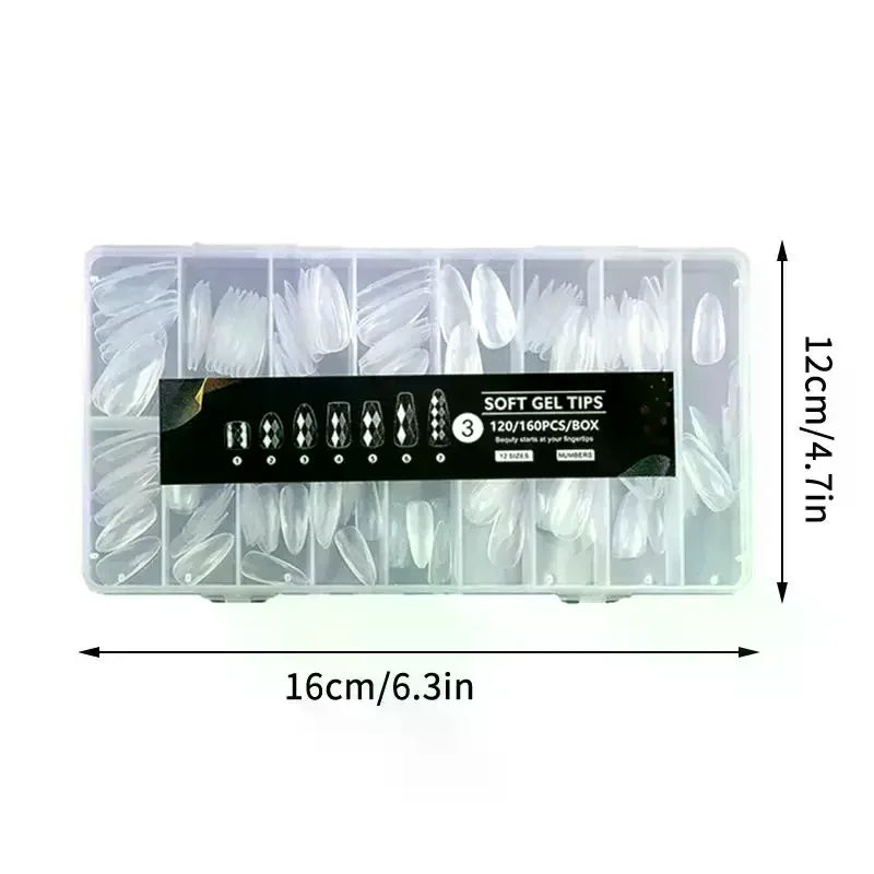 160-Pc Press-On False Nails | Almond Ballet Square Full Cover Press-On False Nails QXL