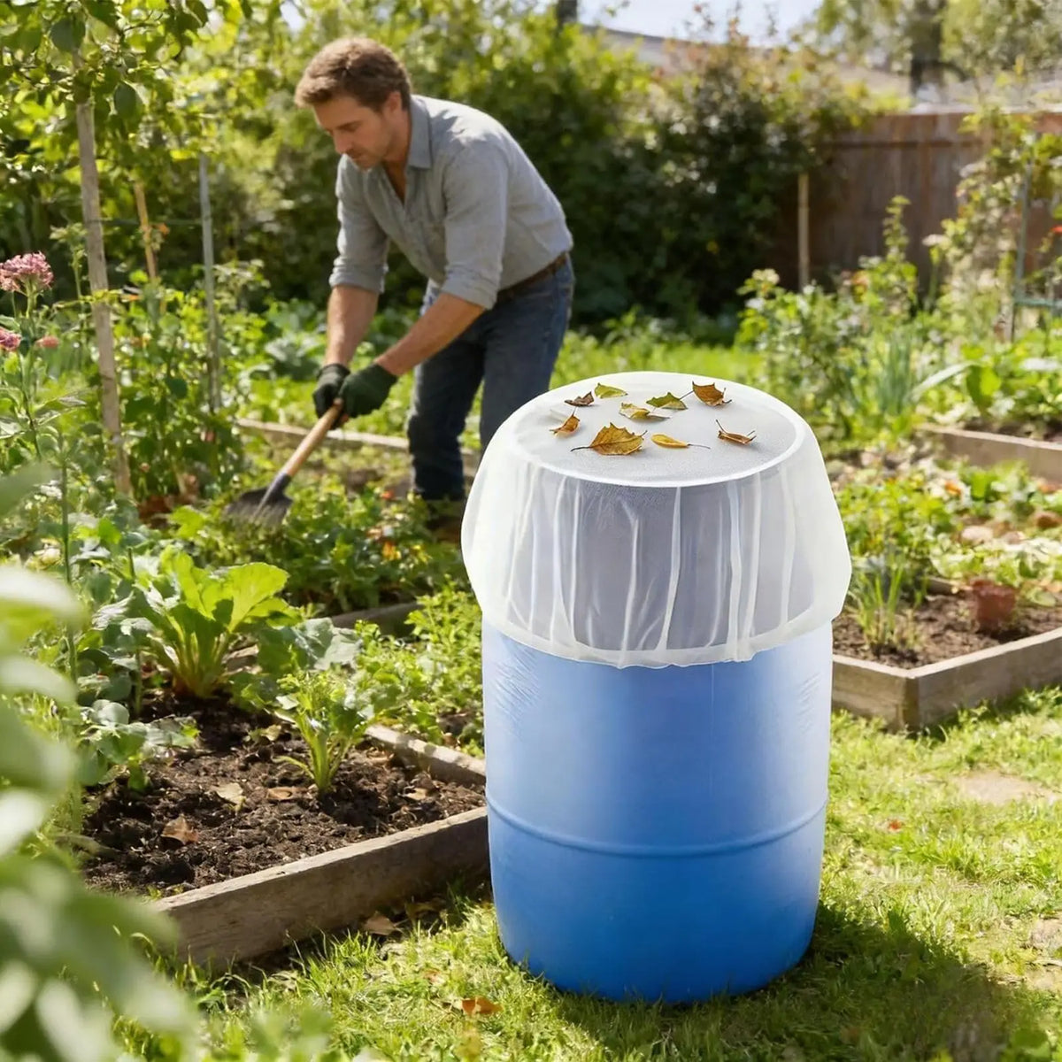 Heavy-Duty Rain Barrel Screen Fly-Proof Mesh Filter Cover Rain Barrel Screen QXL