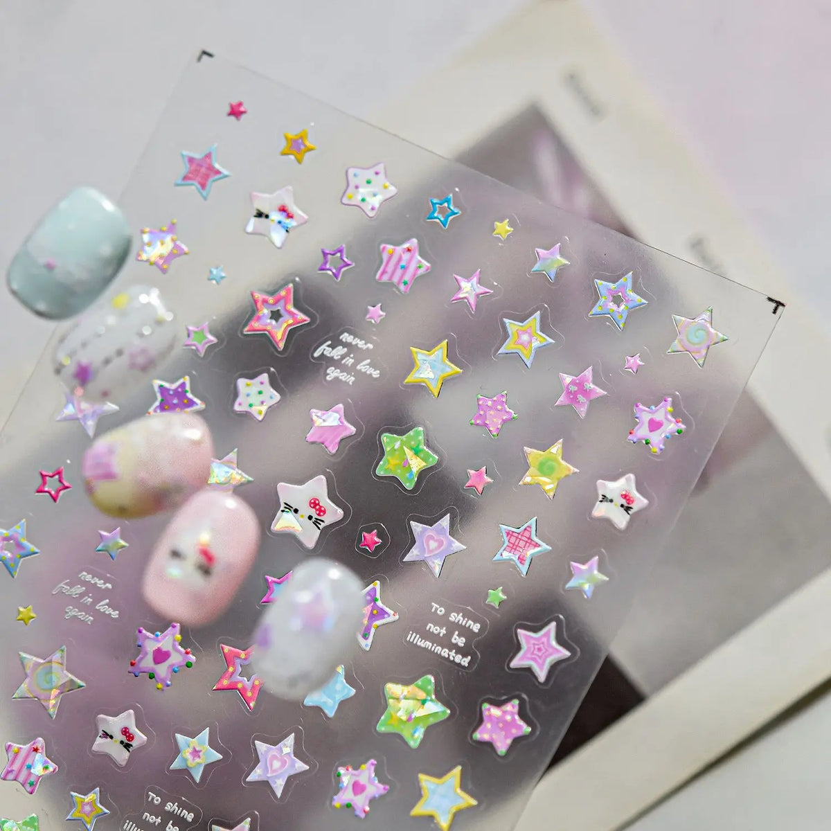 5D Holographic Star Nail Art Stickers | Sparkling Decals Nail Art Stickers QXL